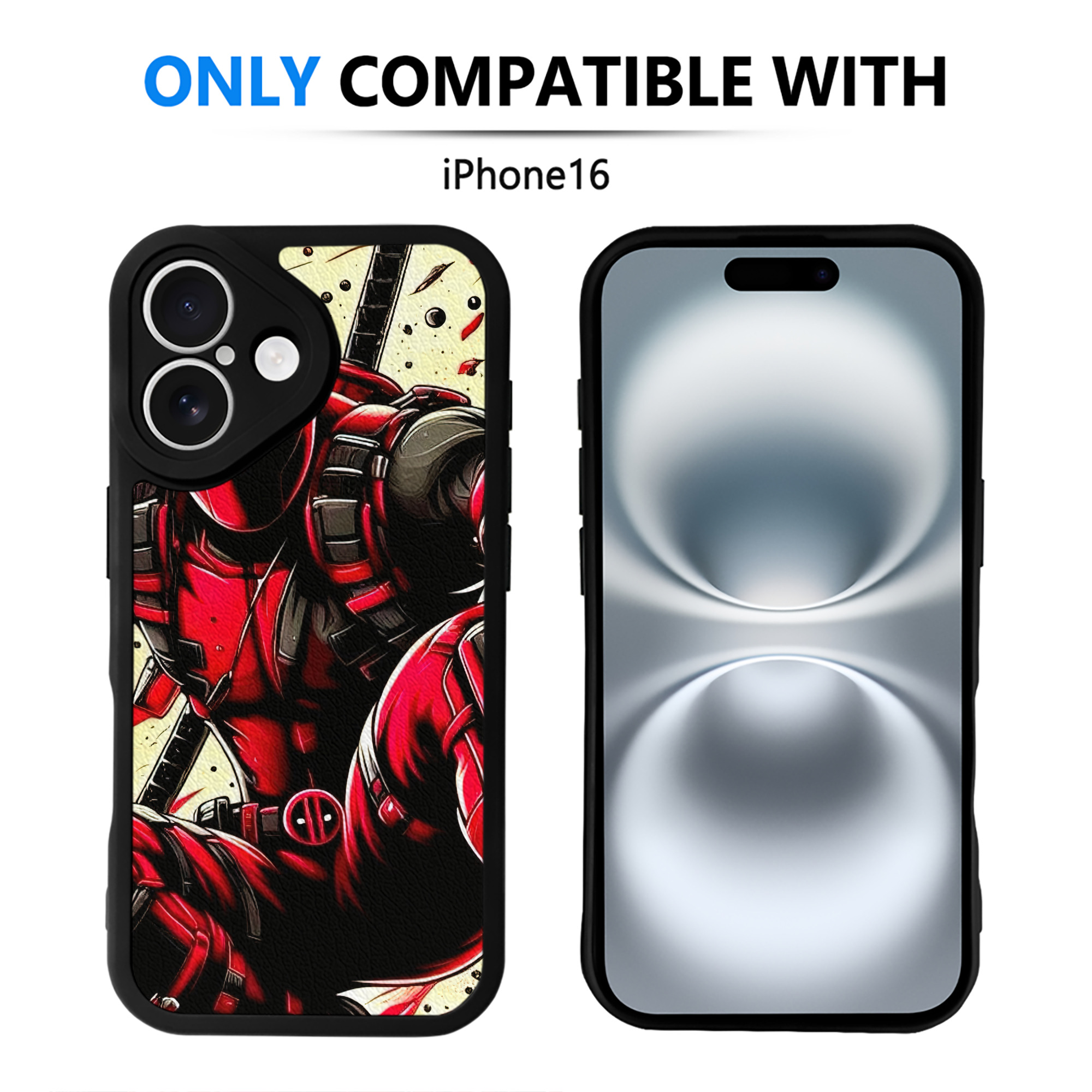 （画像用） Deadpool デッドプール 【iPhone 16シリーズ対応】シリコンスマホケース（レザー調） 材質：シリコン